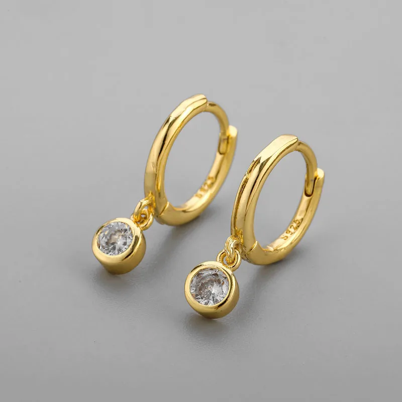 

Wholesale Silver Gold Color Simple White Zircon Pendiente Hoop Earring for Women Elegant Small Ear Rings Oorbellen Friends Gifts
