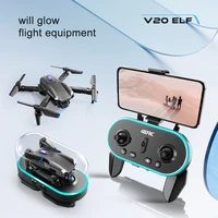 new v20 mini profesional drone 6k hd dual camera wifi led fpv foldable quadcopter one key return 360 rolling rc helicopter toy