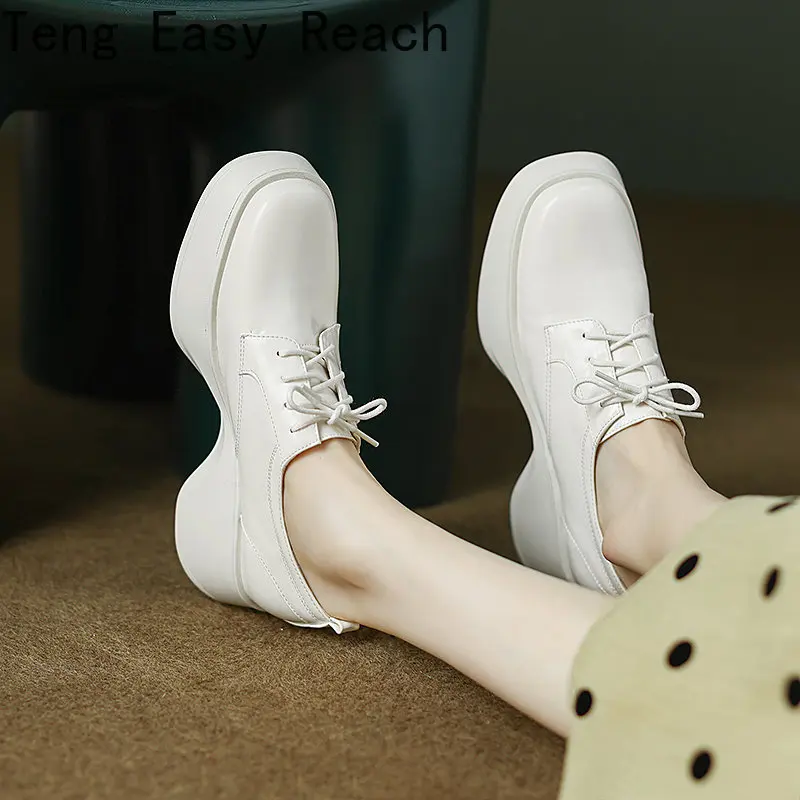 

Spring Platform Leather Shoes Women Flats Casual Oxford Loafers Thick Bottom Ladies Wedge Lolita Shoes Mary Jane Women Moccasins