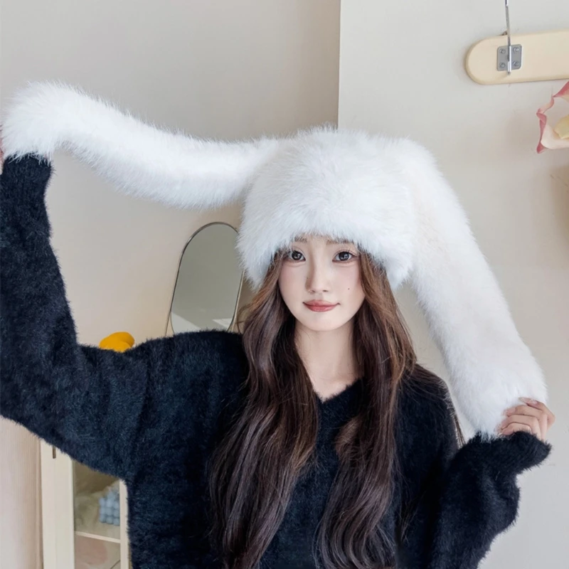 MXMB зимняя теплая шапка с кроличьими ушками плюшевые шапочки для активного отдыха