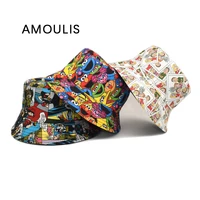 amoulis summer bucket hats for women and men fashion fisherman hat double sided wear beach caps sun protection anti uv unisex