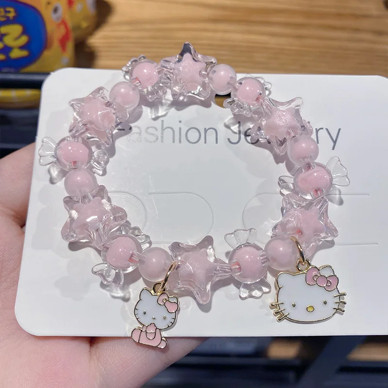 

Hellokitty Mymelody Cinnamoroll Bracelet for Girlfriends To Send Children Cute Candy Bracelet Sweet Girl Heart Sanrio Jewelry