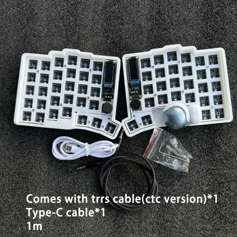 Фото Комплект раздельной клавиатуры Trackball 3x5 (39/44/47 клавиш) с поддержкой проводного подключения, настраиваемой RGB-подсветкой, возможностью горячей замены переключателей, эргономичной игровой клавиатурой с экраном/трекболом №2
