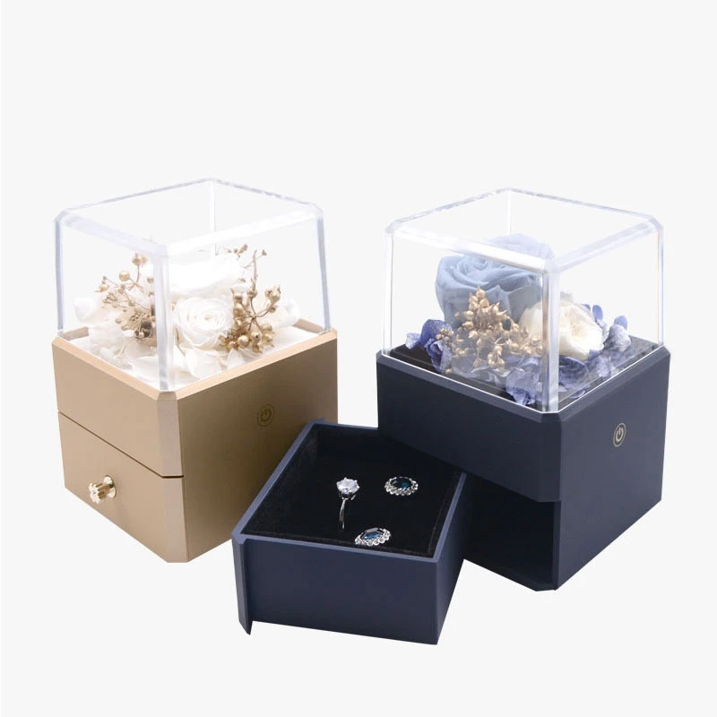 

Вечная Сохраненная свежая роза, шкатулка для ювелирных изделий, кольцо, серьги, ожерелье, странный подарок для любимой девушки в день Святого Валентина, держатель для ожерелья