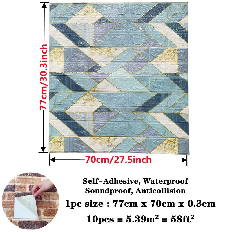 10 шт. водонепроницаемые 3D-наклейки на стену с имитацией кирпича |