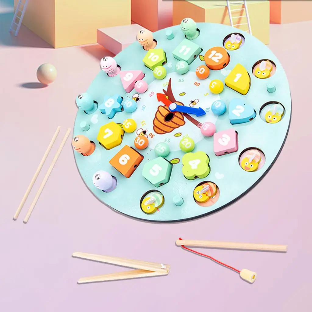 

Sorting Clock Wooden 8 in 1 Cognitive Multifunctional Digital for Birthday