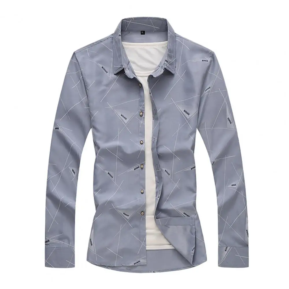 

Chic Single-breasted Plus Size Men Tops Autumn Tops Easy to Match Long Sleeves