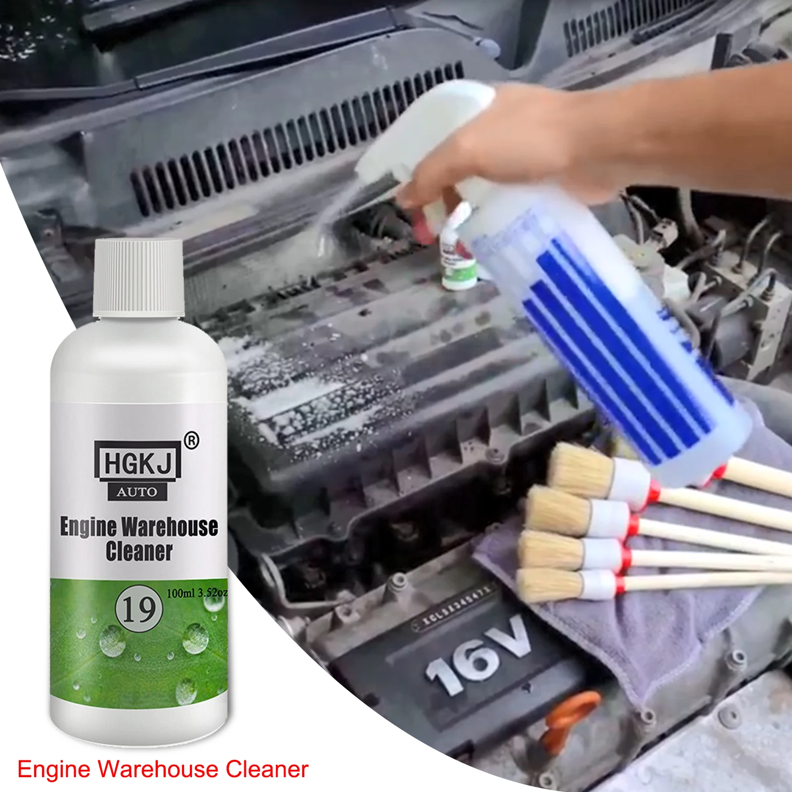 

HGKJ-AUTO-19 Car Engine Warehouse Cleaner | All Purpose Spray For Headlights On Oil Eater Multi-Surface Removes Dust Dirt