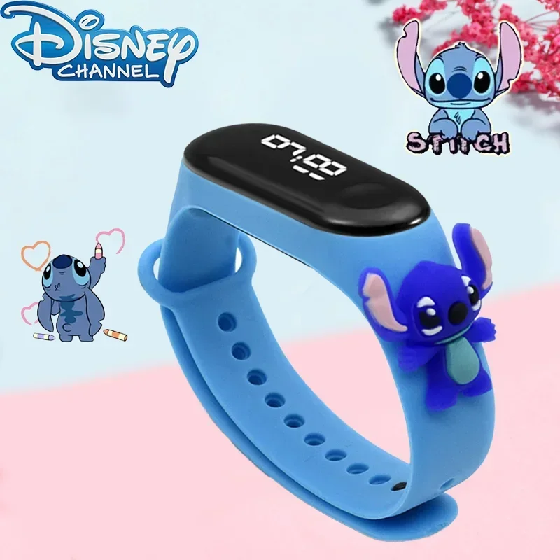 Детские электронные часы Disney Stitch водонепроницаемые светодиодные сенсорные