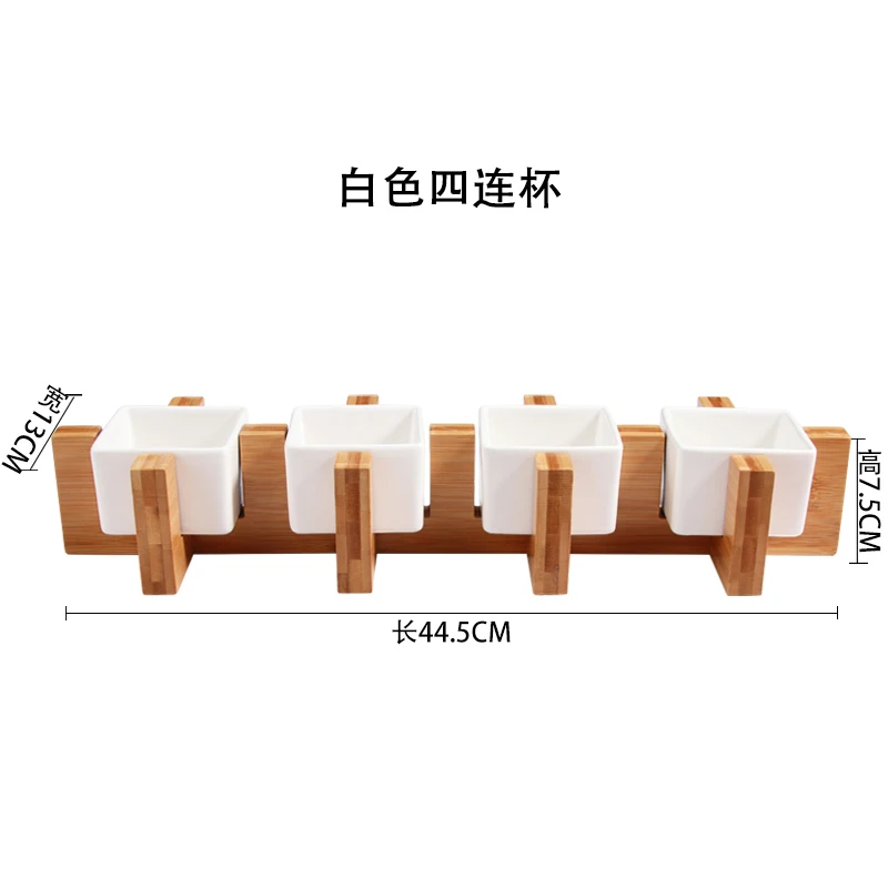 Керамическая квадратная чашка из бамбука и дерева в японском стиле набор