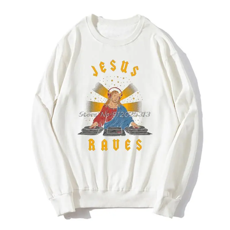 Толстовка мужская с капюшоном и принтом Иисуса рейва Свитшот в стиле хип-хоп