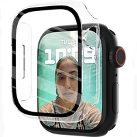 glasscover for apple watch case 45mm 44mm 42mm 40mm 41mm 38mm bumper tempered case screen protector iwatch serie se 7 6 5 4 3 2