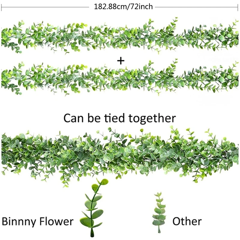 

Свадебная гирлянда из эвкалипта, искусственный эвкалипт на стену, искусственный эвкалипт, листья искусственного эвкалипта 180 см/70 дюймов B03D