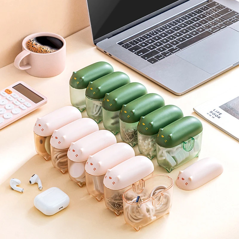 

Mini Cable Storage Box Cartoon Data Line Storage Container For Desk Multifunctional Headset Data Charging Line Bobbin Winder