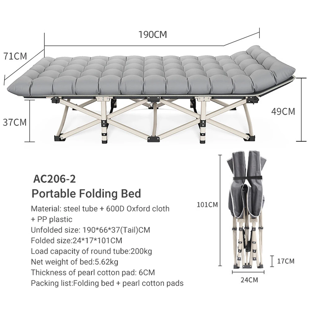 

Portable Household Folding Bed Multifunctional Outdoor Reclining Chair travel beach Camp bed Office Self Driving Trip bed