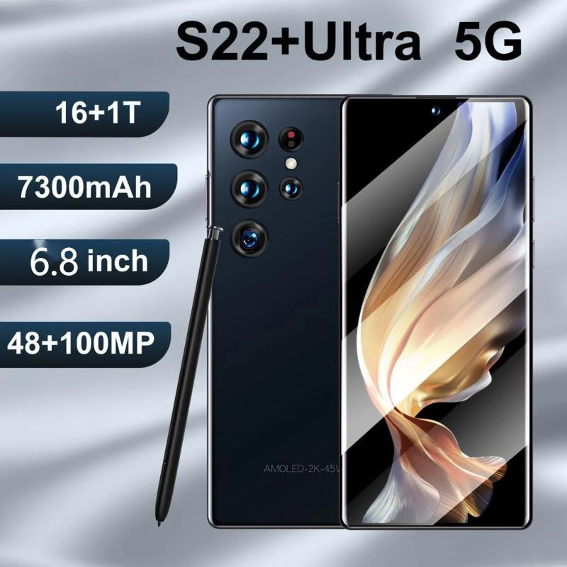 

Global Version New S22+Ultra 6.8 Inch Smartphones 4G/5G Network Cellphone 16G+1TB 7300mAh 48+100MP Dual Sim Android Mobile Phone