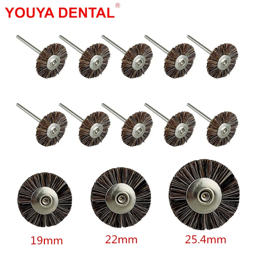 

10Pc/bag Dental Polishing Wheel Brush 2.35mm Soft Horse Hair Dentistry Lab Browny Polishers Rotary Tools Low Speed HP Shank Buff