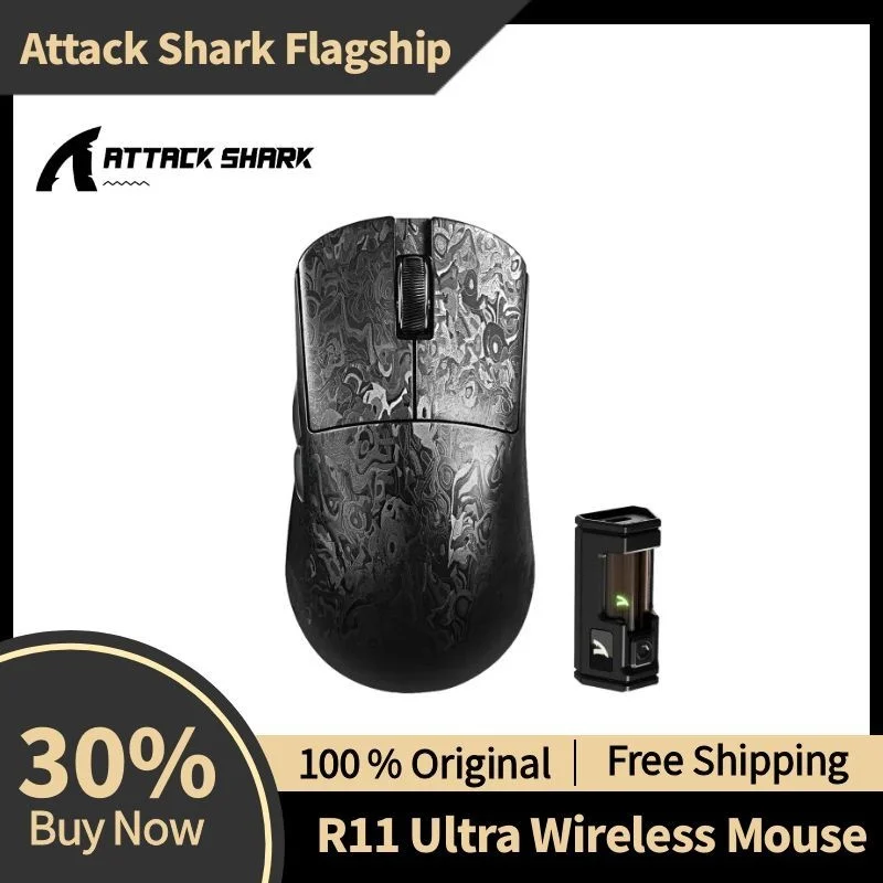 Фото Беспроводная игровая мышь ATTACK SHARK R11 Ultra 8K из углеродного волокна с сенсором PAW3950 42000 DPI MAX и чипом Nordic 52840 MCU №2