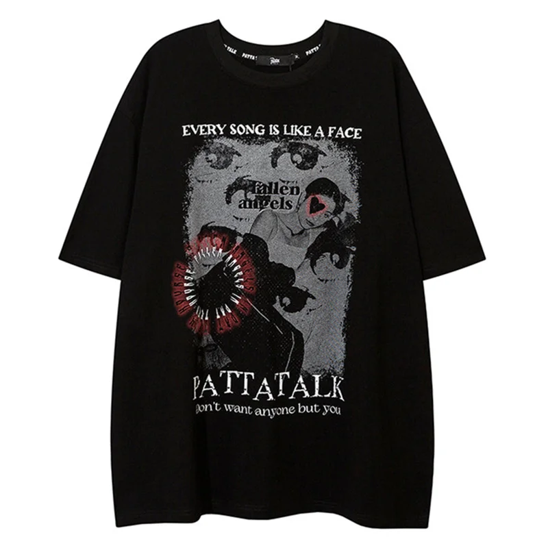 

2022 Hip Hop Oversized T Shirt Gothic Streetwear Letter Graphic Print T Shirts Summer Harajuku Casual Cotton Short Sleeve Tops