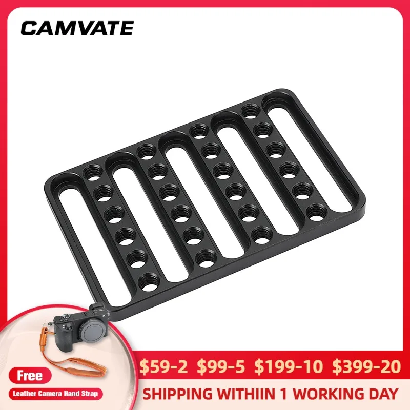 

CAMVATE Universal Cheese Plate Camera Mounting Plate With 1/4" threaded Mounting Points For DSLR Camera Cage Rig DIY Accessories