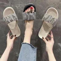 women slippers outdoor thick soled shoes flat outer wear flat casual casual non slip breathable solid color seaside slippers