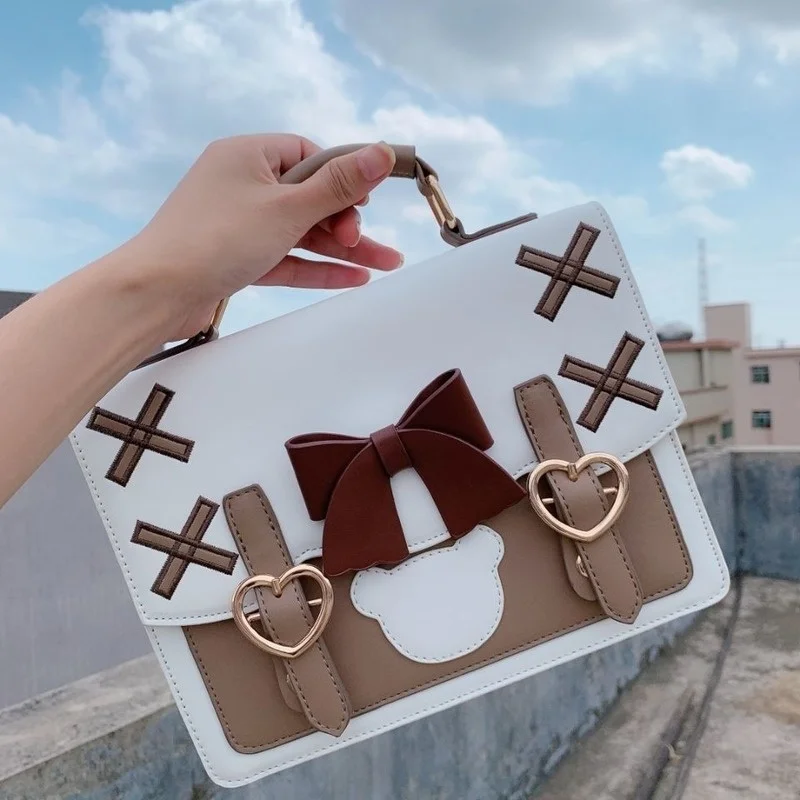 

Harajuku Lolita Shoulder Bag Women Japanese Kawaii Bowknot Female Messenger Bag Cute Womens Handbag 2023 Satchel Pouch