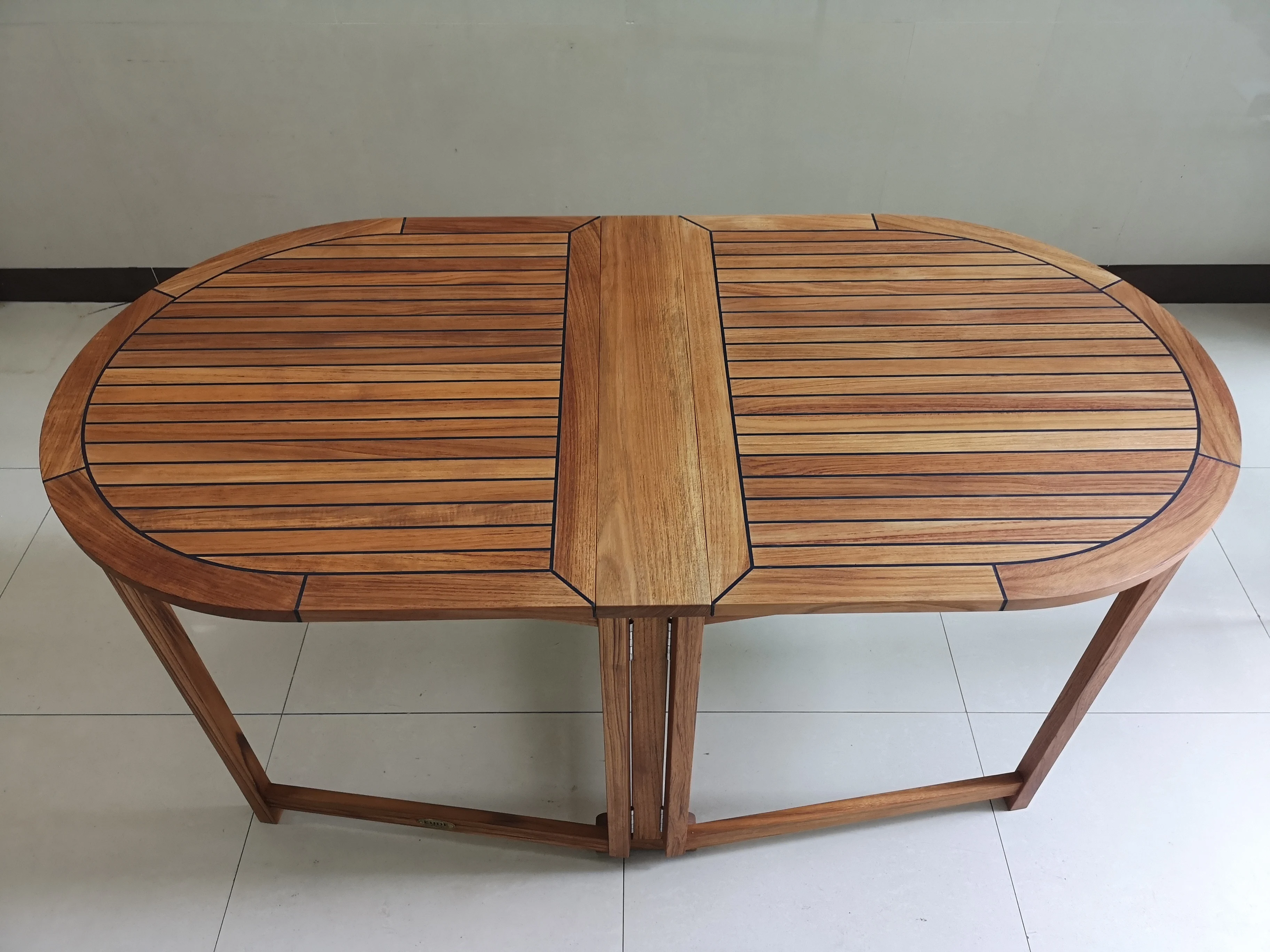 Teak Folding Table Oval Butterfly Retro Design 29.5x55.1x28.3Inch 1400x750x720mm Marine Boat Yacht TMRF140T15 enlarge