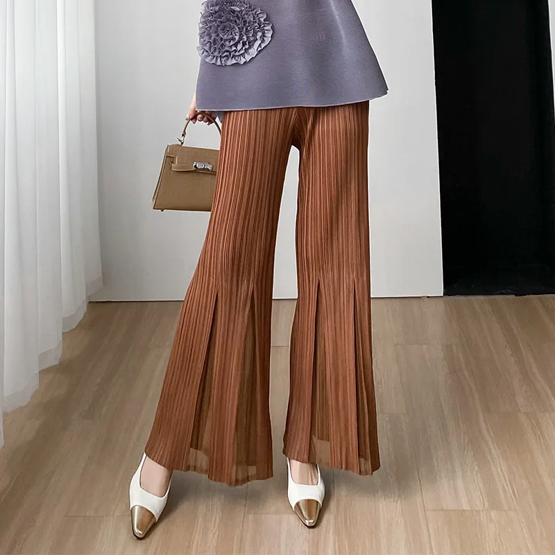 Miyake стиль модные высококачественные удобные повседневные свободные однотонные облегающие прямые брюки для женщин лето 2023 новинка (art.: 3920cd437bf4c) - 3920cd437bf4c