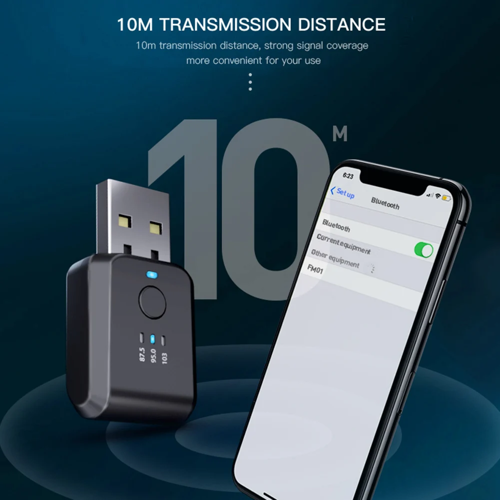 

VAKIND FM01 Bluetooth-compatible 5.0 Transmitter Receiver Wireless Car Kit FM Radio Modulator USB Handsfree Stereo Audio Adapter