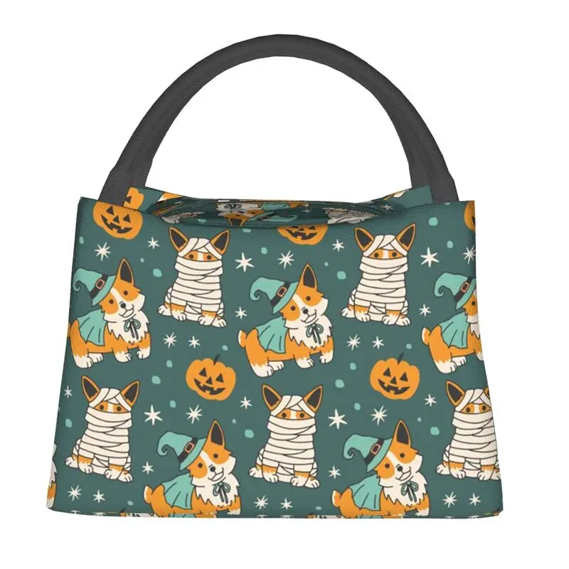

Custom Corgi Halloween Lunch Bag Men Women Cooler Thermal Insulated Lunch Box for Work Pinic or Travel