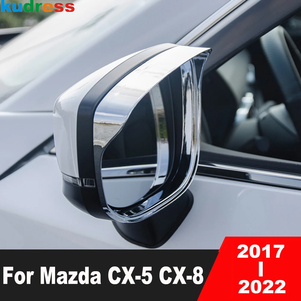 For Mazda CX5 CX-5 KF CX-8 2017-2021 2022 Carbon Fiber Car Rearview Mirror Rain Shield Sun Visor Cover Trim Sticker Accessories