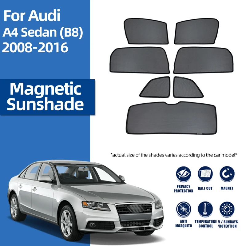 

For Audi A4 B8 Sedan 2008-2016 Magnetic Car Sunshade Shield Front Windshield Blind Curtain Rear Side Window Sun Shade Visor