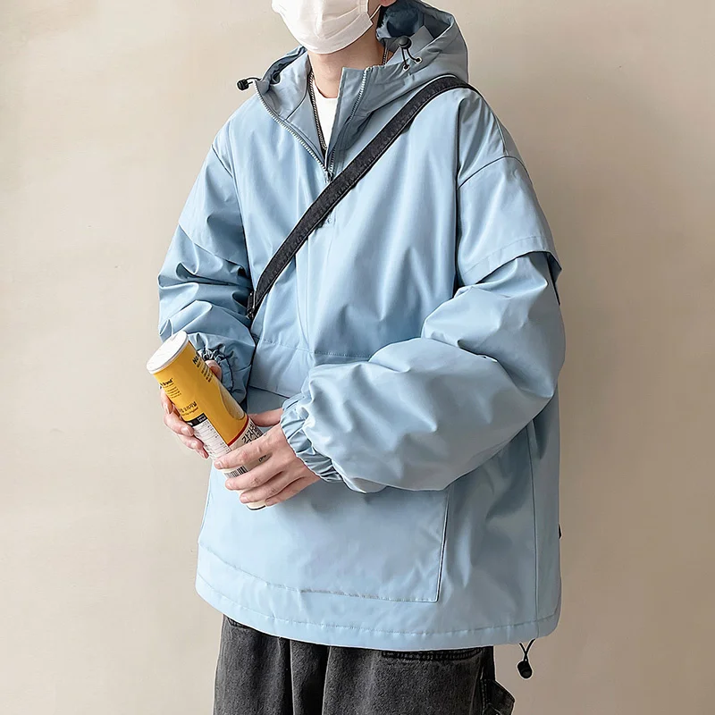 Winter Jacket Men Warm Fashion Thicken Hooded Pullover Jacket Men Streetwear Korean Loose Thick Short Coat Mens Parker M-3XL