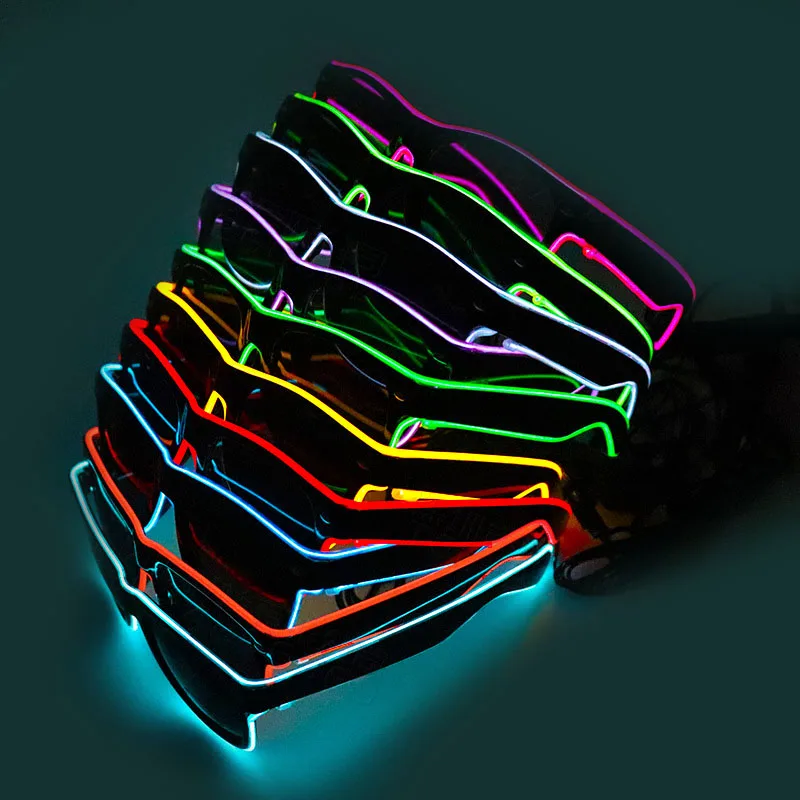 Фото Новинка, светодиодные очки, светящиеся очки Rave Party со светодиодной подсветкой, Светодиодные Солнцезащитные очки, аксессуары для свадебной вечеринки SG05 №3