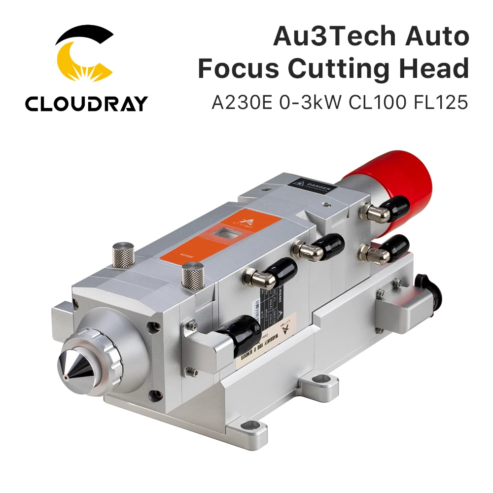 Режущая головка Cloudray Au3Tech с автофокусом, высокоскоростная лазерная головка для резки металла, 0-3 кВт, A230E, CL100, FL125 Режущая головка Cloudray Au3Tech с автофокусом, высокоскоростная лазерная головка для резки металла, 0-3 кВт, A230E, CL100, FL125