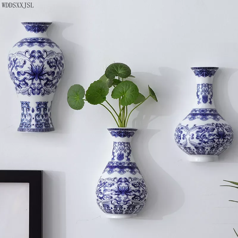 

NEW WDDSXXJSL ceramic vase antique blue and white porcelain arrangement vase living room home accessories wall hanging