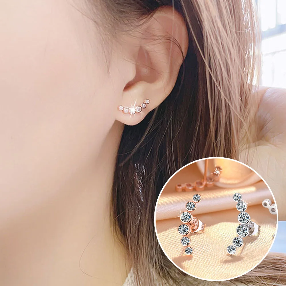 

Zircon Stud Earrings Sweet Women Jewellery Minimalist Lever Back Earrings Glitter Needle Earrings
