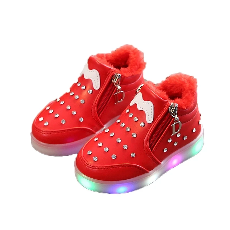Comfortable Warm Winter Baby Casual Shoes High Quality Infant Tennis Toddlers Lovely LED Lighted New Borns Girls Sneakers Boots images - 6