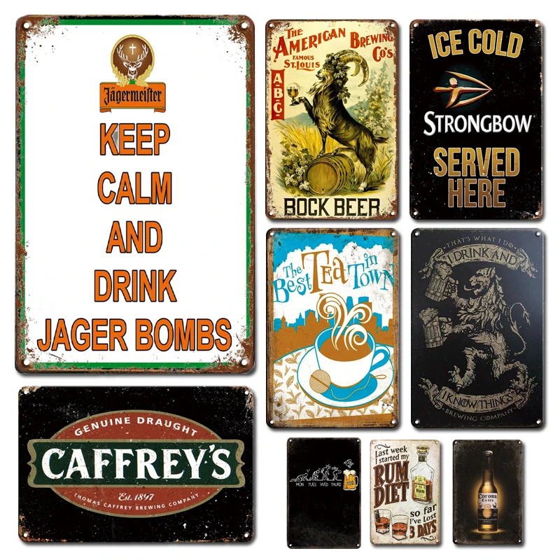 

Vintage Keep Calm Drink Beer Metal Plaque Tin Sign Shabby Chic Art Poster Painting Metal Plate Signs Retro Pub Bar Home Decor