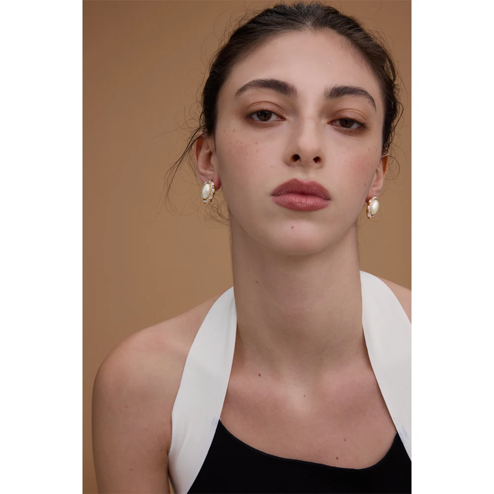 Модные шикарные элегантные серьги-гвоздики Mchic с имитацией жемчуга овальные