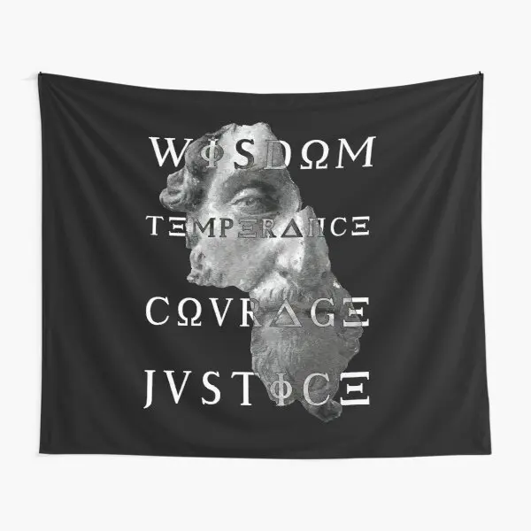 

Marcus Virtues Of Stoicism Wisdom Courag Tapestry Travel Art Yoga Towel Printed Colored Bedroom Decoration Decor Wall Hanging