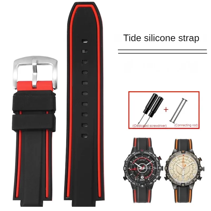 

Rubber Watch Strap Replacement Tidal T2N720 721 Series Modified Convex Interface Silicone Watchband 26mm