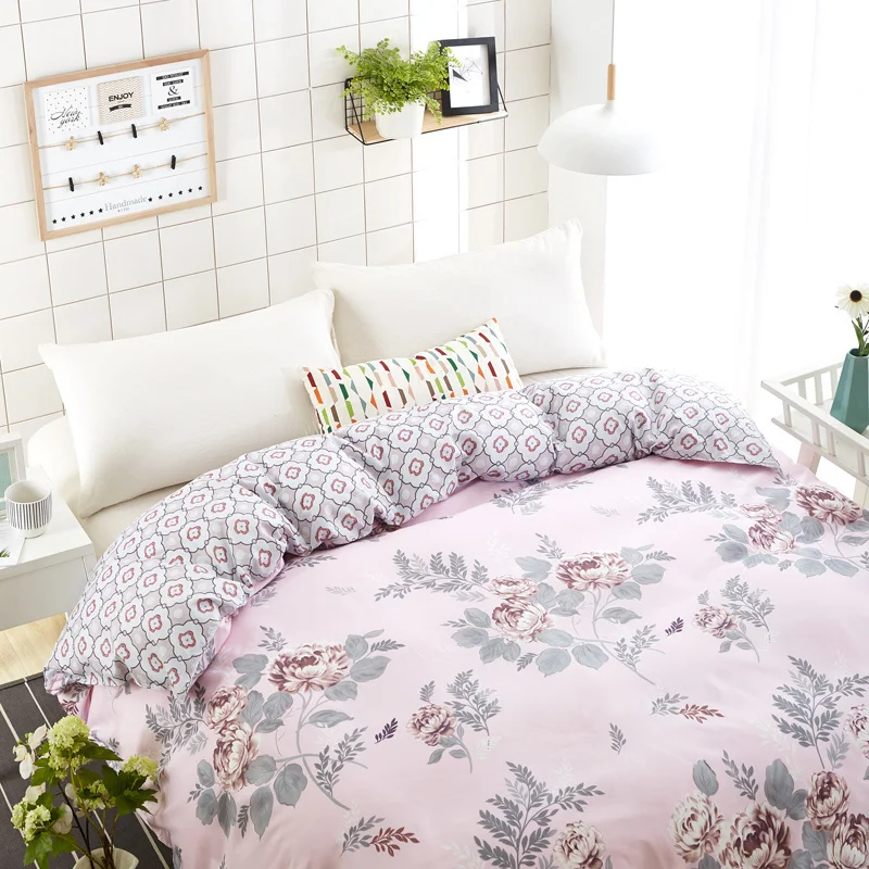 Модный всесезонный пододеяльник с цветочным принтом двухсторонний версии AB