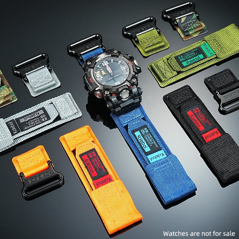 Фото Для Casio 5678 Big Mud King II GWG-2000 GWG-2040 нейлоновый холщовый ремешок для часов, водонепроницаемый браслет 22 мм №1