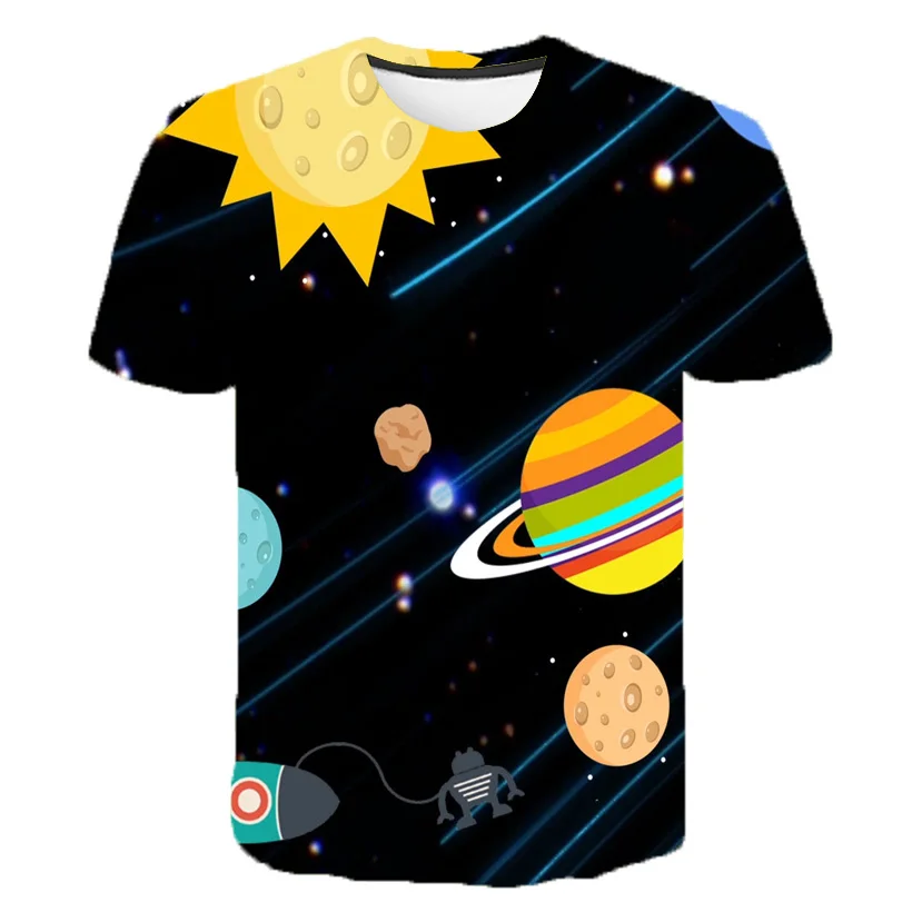 Cartoon Kids T shirt For Boys Children Clothing Girls Clothes Birthday 3-14Years Tshirt Nine Planets Graphic Tee Kid T-shirts