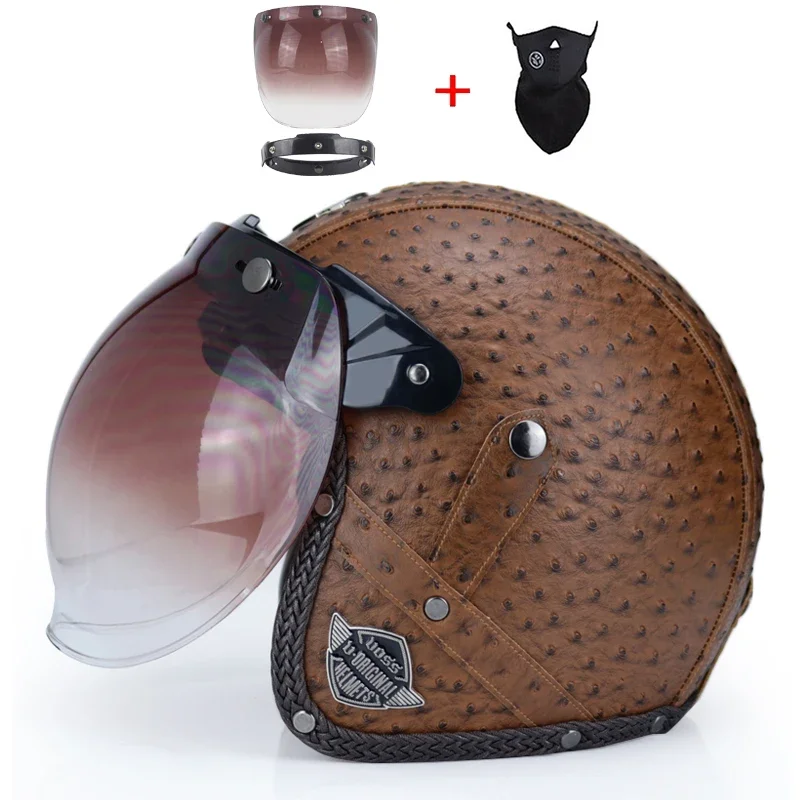 

Мотоциклетный шлем 3/4, шлем с открытым лицом, новый ретро винтажный немецкий стиль, всесезонный Байкерский мотоциклетный шлем с очками, маска