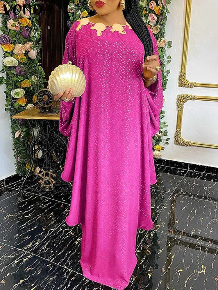 

Bohemian Summer Women Party Dress 2023 VONDA Vintage 3/4 Flare Sleeve Printed Maxi Vestidos Casual Pleated Holiday Long Sundress
