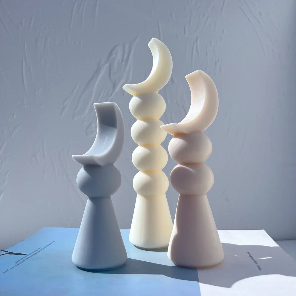 Форма для свечей в форме Луны столба 3 размера форма соевого воска скульптурная