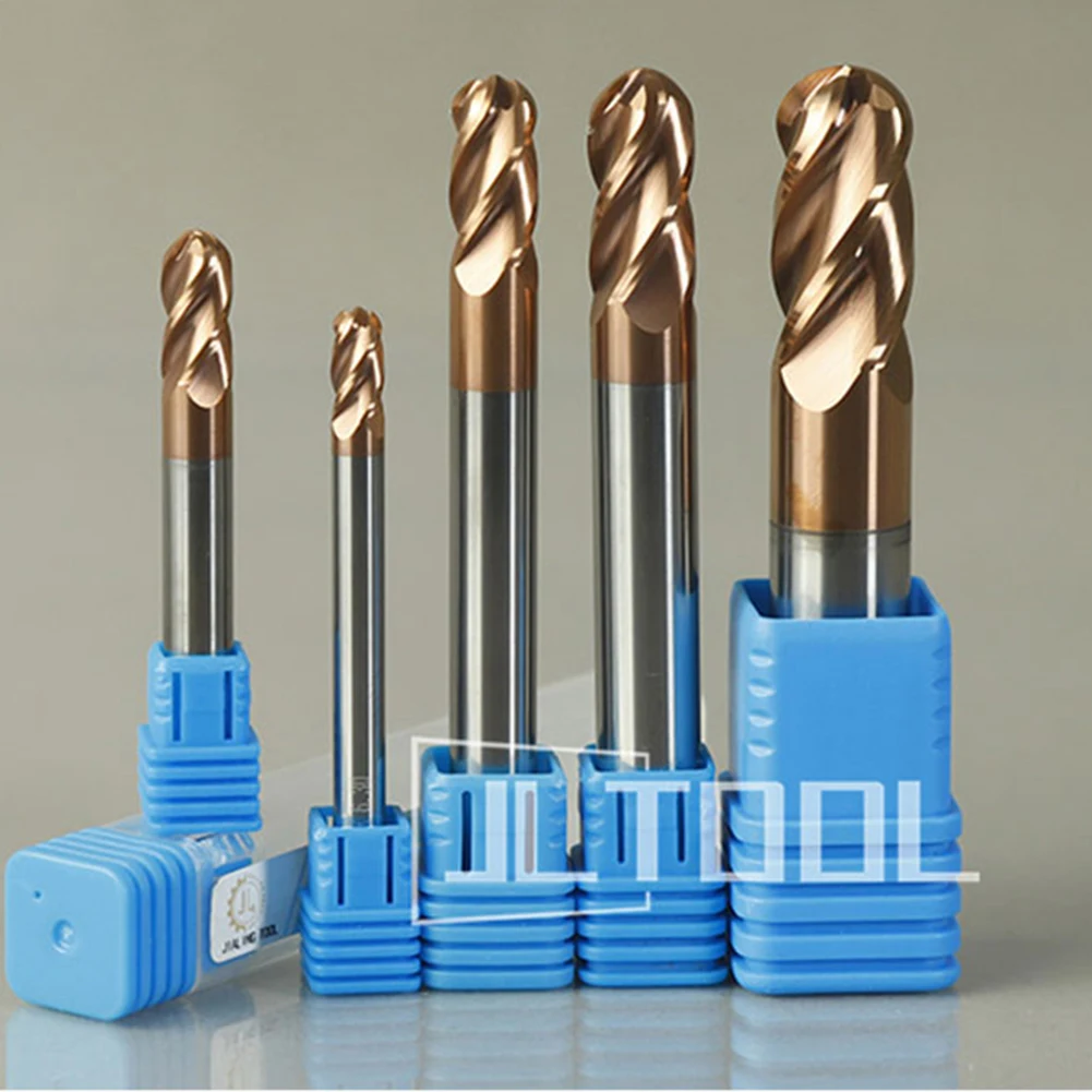 

Four Flute Ball Nose Tungsten Steel Carbide Milling Cutter HRC58 For Metal 4 Flutes Ball Nose End Mill