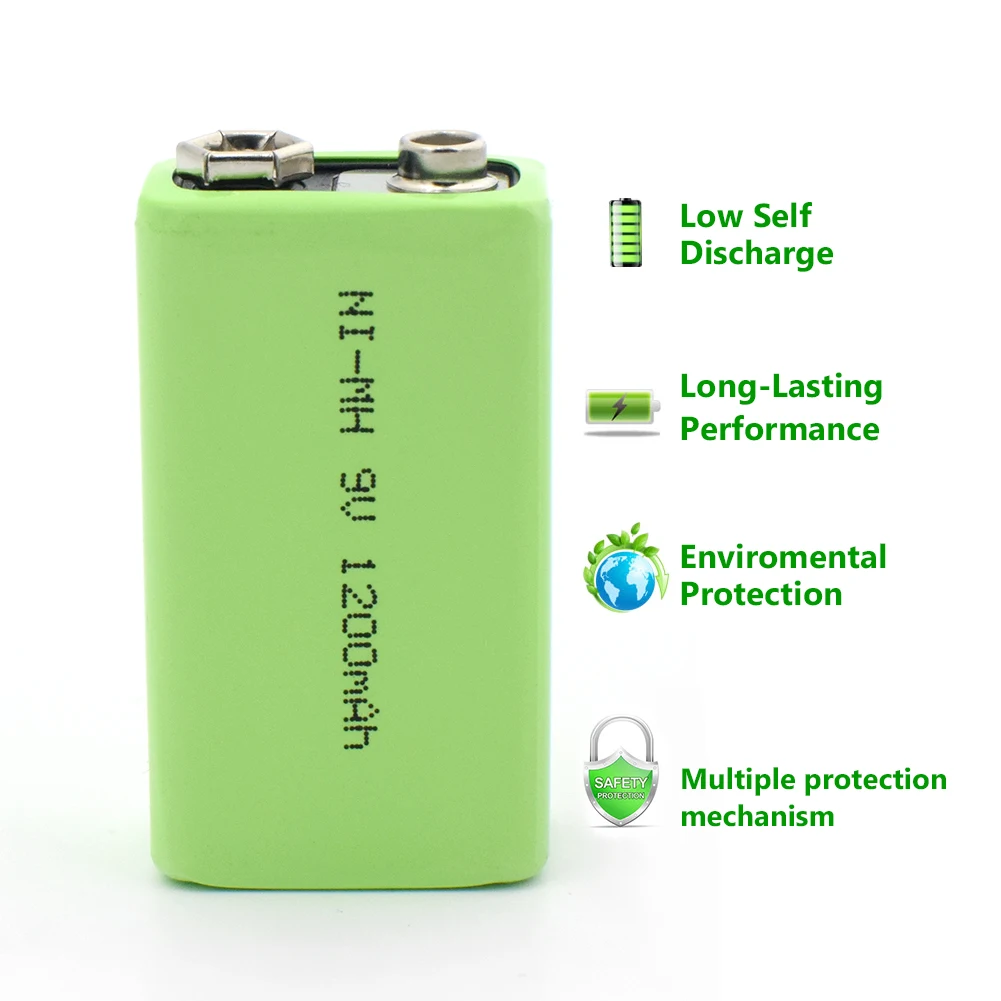 

2021 New Original 9V 1200mAh Rechargeable Ni-MH Battery Lithium Cell For Toys Smoke Detectors Alarms Instruments